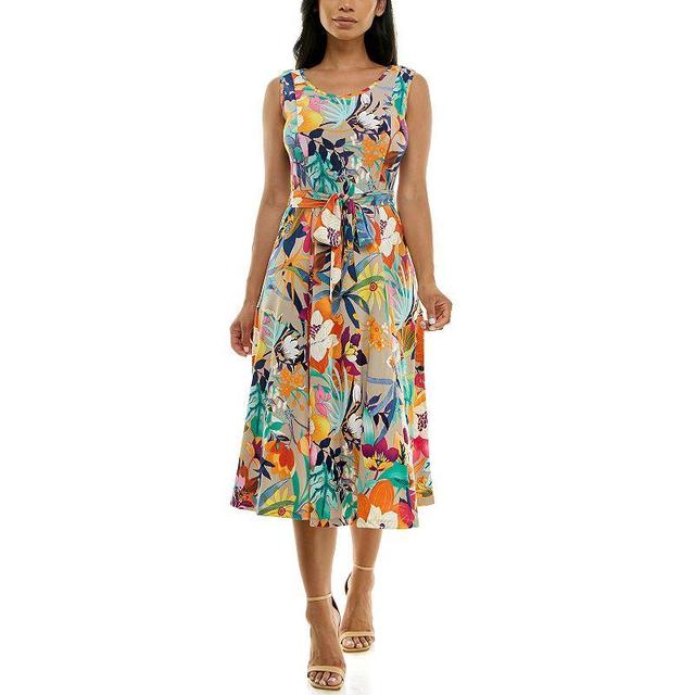 Womens Nina Leonard Print Midi Dress Product Image