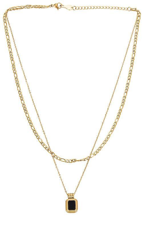 BRACHA Robyn Necklace in Robyn Onyx - Metallic Gold. Size all. Product Image