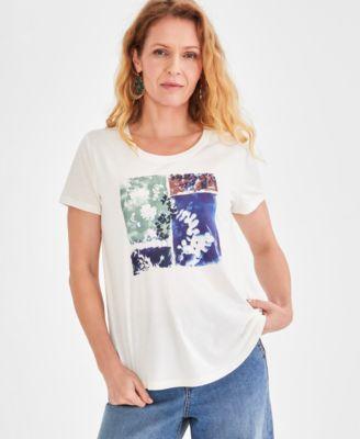 Petite Floral Graphic T-Shirt, Created for Macy's Product Image