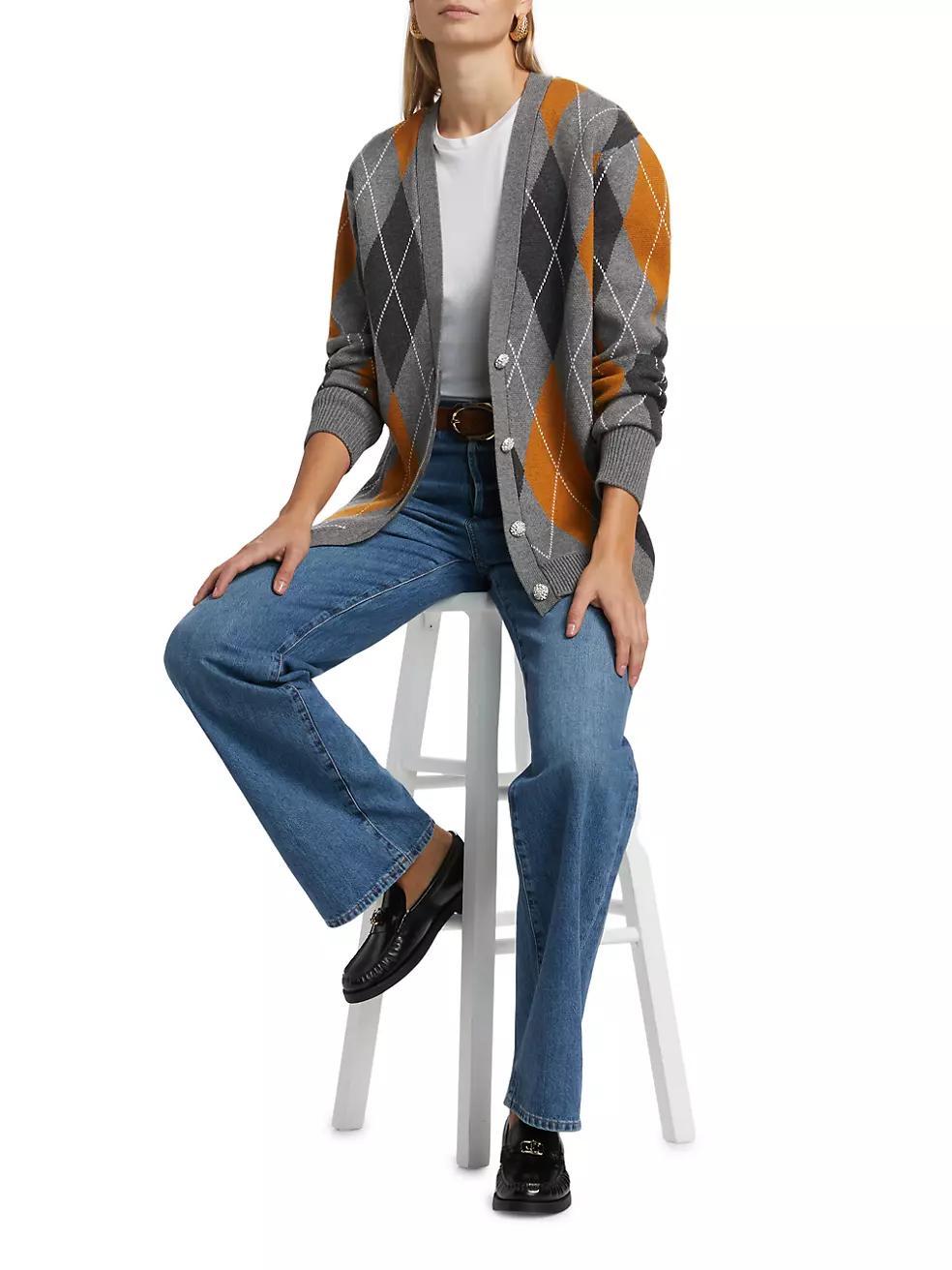 Abarne Argyle Wool-Cotton Cardigan Product Image