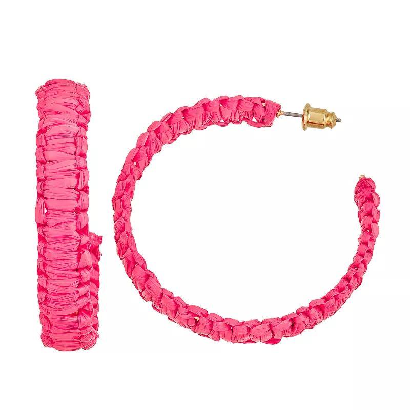 Sonoma Goods For Life Raffia Wrapped Hoop Earrings, Womens, Pink Product Image