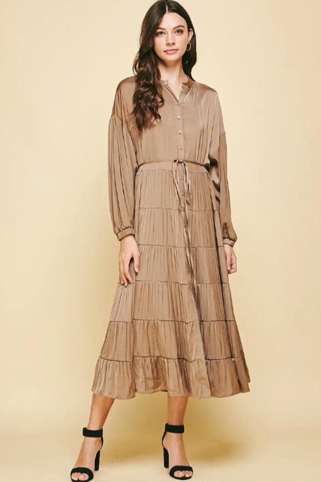 Button Down Tiered Dress Female Product Image