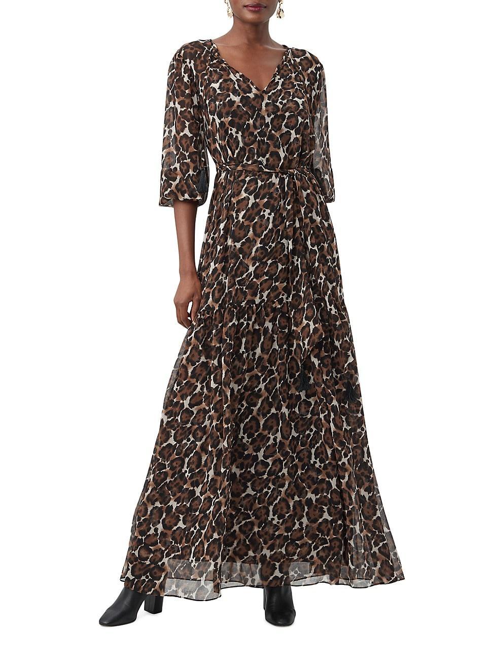 Womens Shalina Leopard V-Neck Maxi Dress Product Image