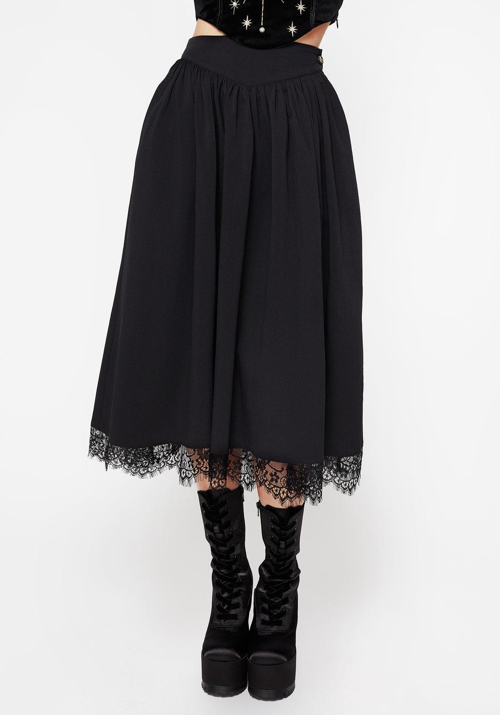 Alcina Lace Hem Midi Skirt Product Image