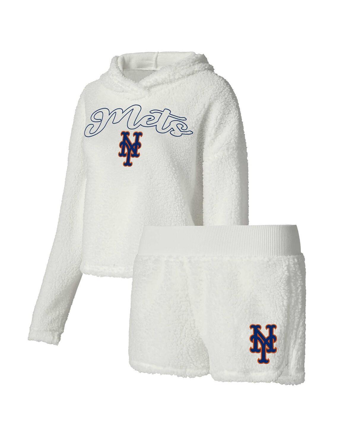 Womens Concepts Sport Cream New York Mets Fluffy Hoodie Top & Shorts Sleep Set Product Image