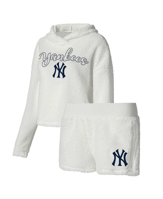 Womens Concepts Sport Cream New York Yankees Fluffy Hoodie Top & Shorts Sleep Set Product Image