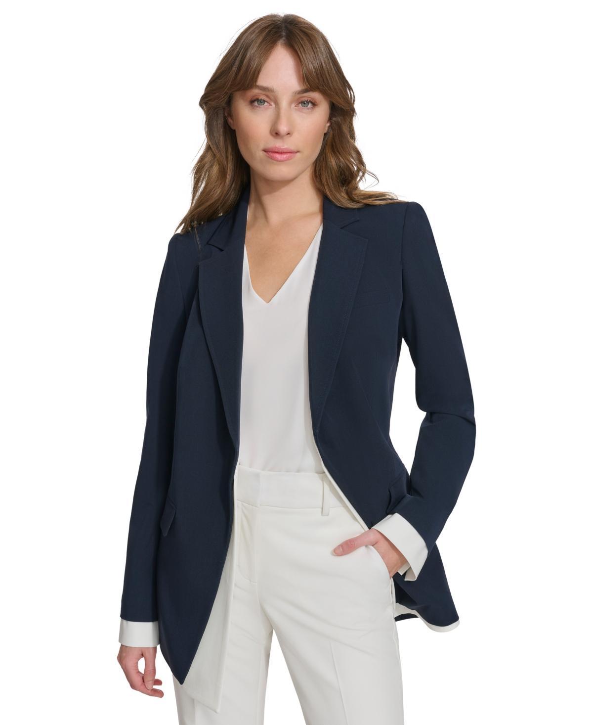 Tommy Hilfiger Womens Layered-Look Notched Collar Jacket - Midnight Product Image