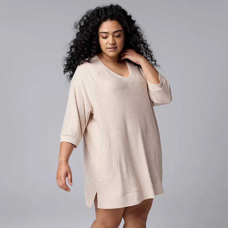 Plus Size Simply Vera Vera Wang 3/4 Sleeve Sleepshirt, Womens Product Image