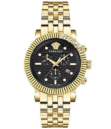 Versace Mens Swiss Chronograph V-Chrono Two-Tone Bracelet Watch 45mm Product Image