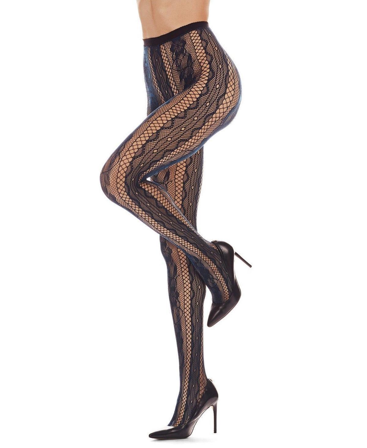 MeMoi Womens Linear Floral Net Tights Stockings product image