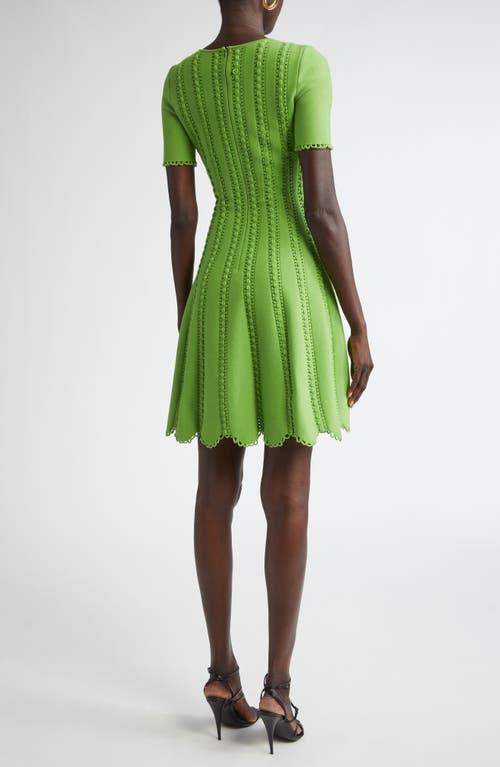 OSCAR DE LA RENTA Scallop Trim Fit & Flare Sweater Dress In Olivine Product Image