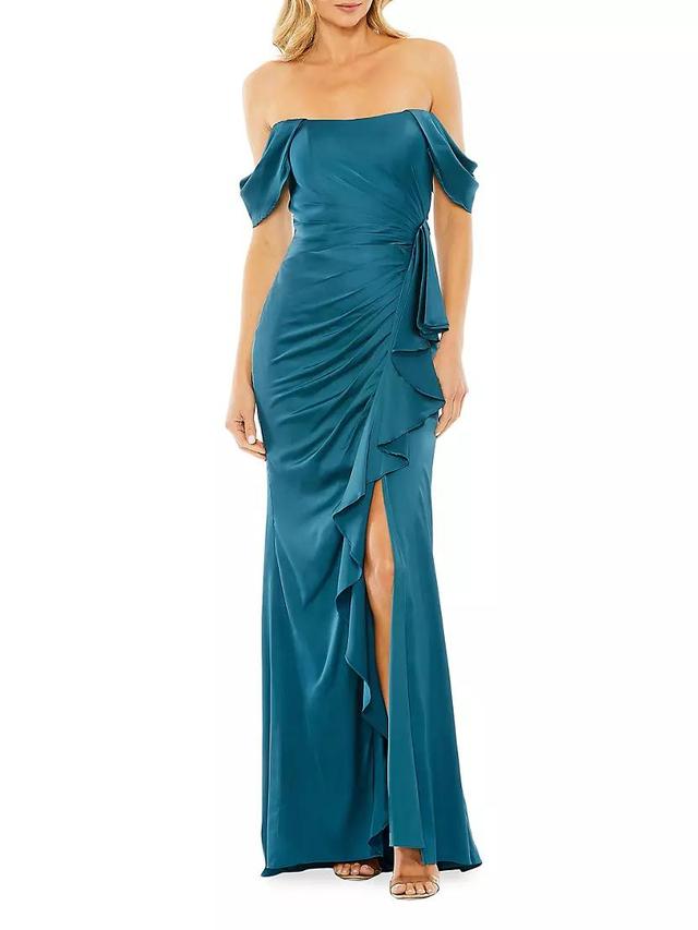 Off-The-Shoulder Draped Column Gown Product Image