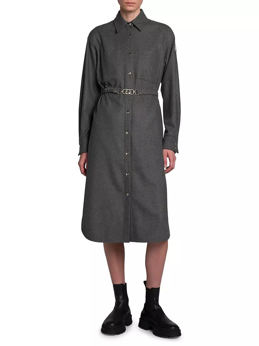 Flannel Shirt Dress with Removable Belt Product Image