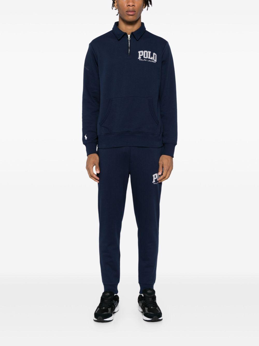 POLO RALPH LAUREN Half-zip Logo Embossed Sweatshirt In Blue Product Image