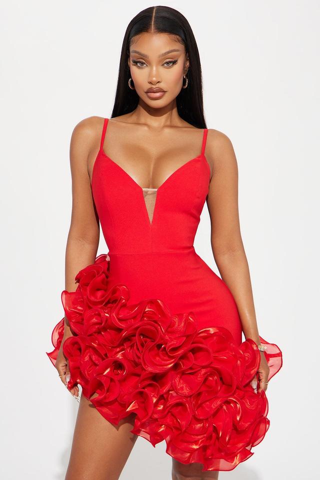 Bossa Nova Ruffle Mini Dress - Red Product Image