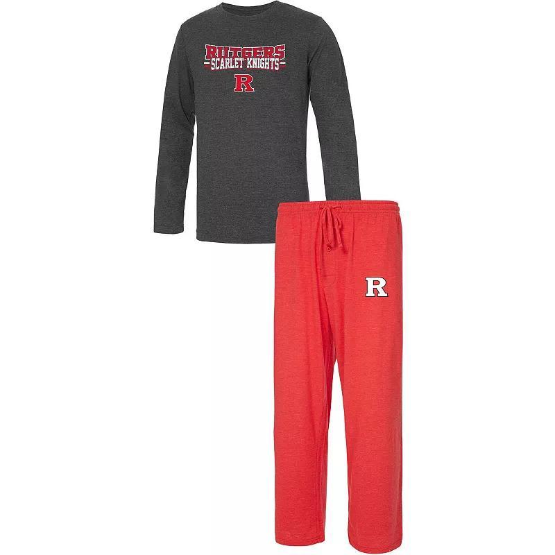 Mens Concepts Sport Scarlet/Heathered Charcoal Ohio State Buckeyes Meter Long Sleeve T-Shirt & Pants Sleep Set Product Image