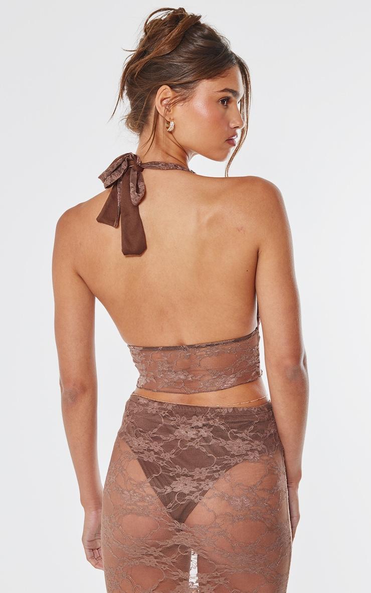 Brown Lace Lined Bralet Product Image