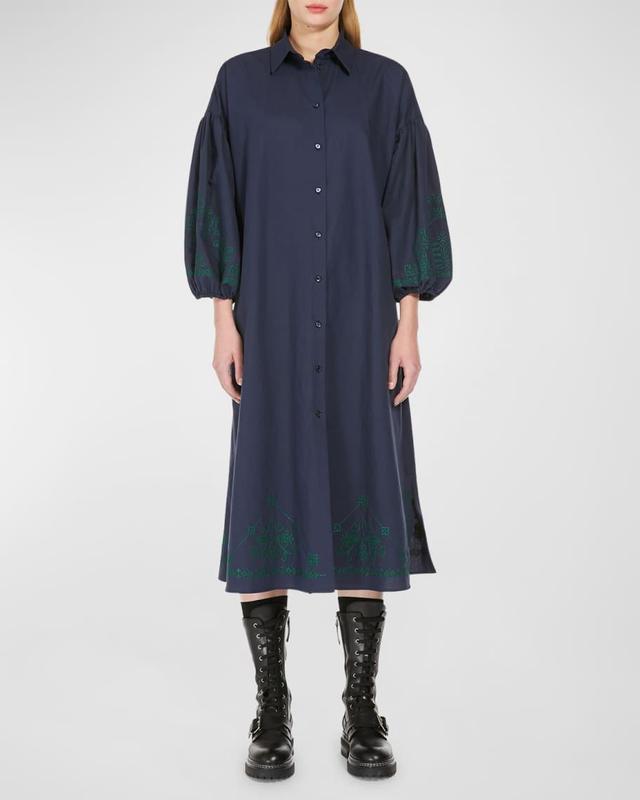 Ossola Embroidered Cotton Midi Shirtdress Product Image