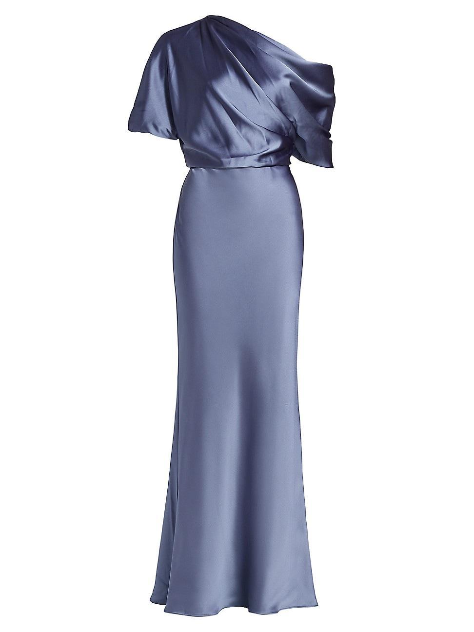 Womens Satin One-Shoulder Gown Product Image