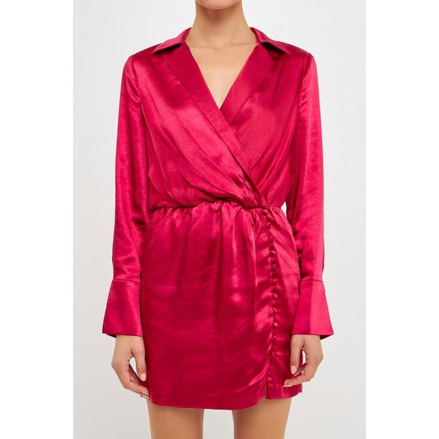 Womens Long Sleeve Satin Mini Dress Product Image