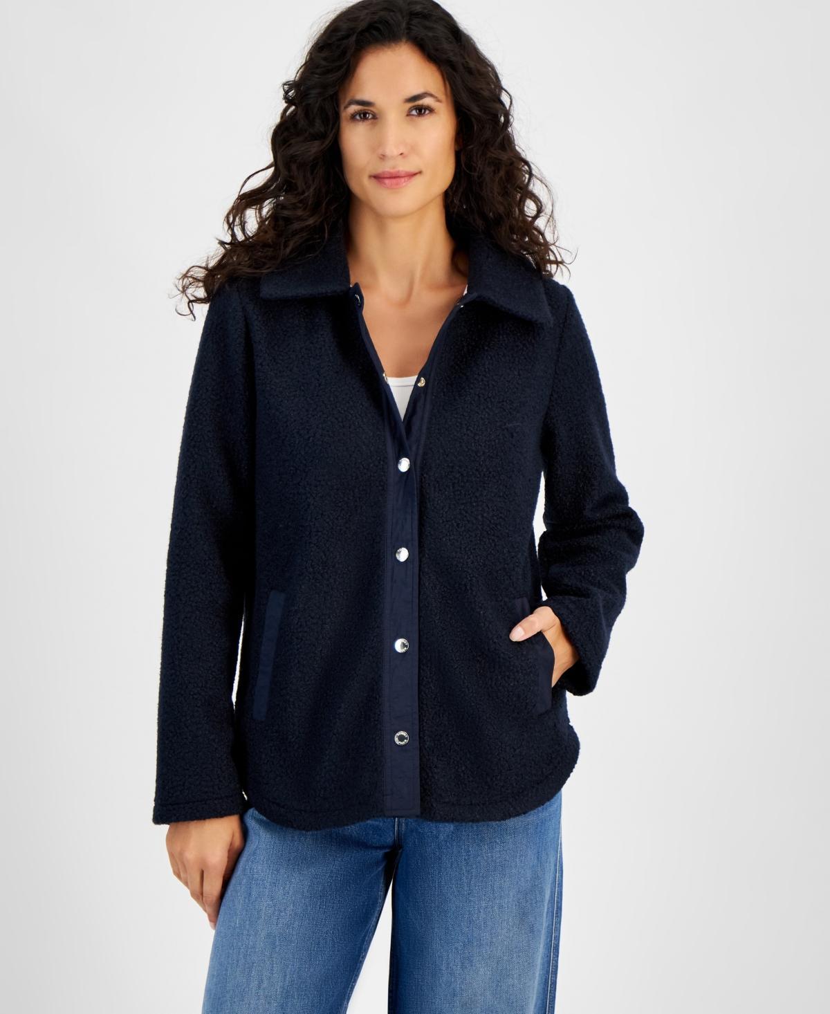 Tommy Hilfiger Womens Snap-Front Sherpa Shacket Product Image