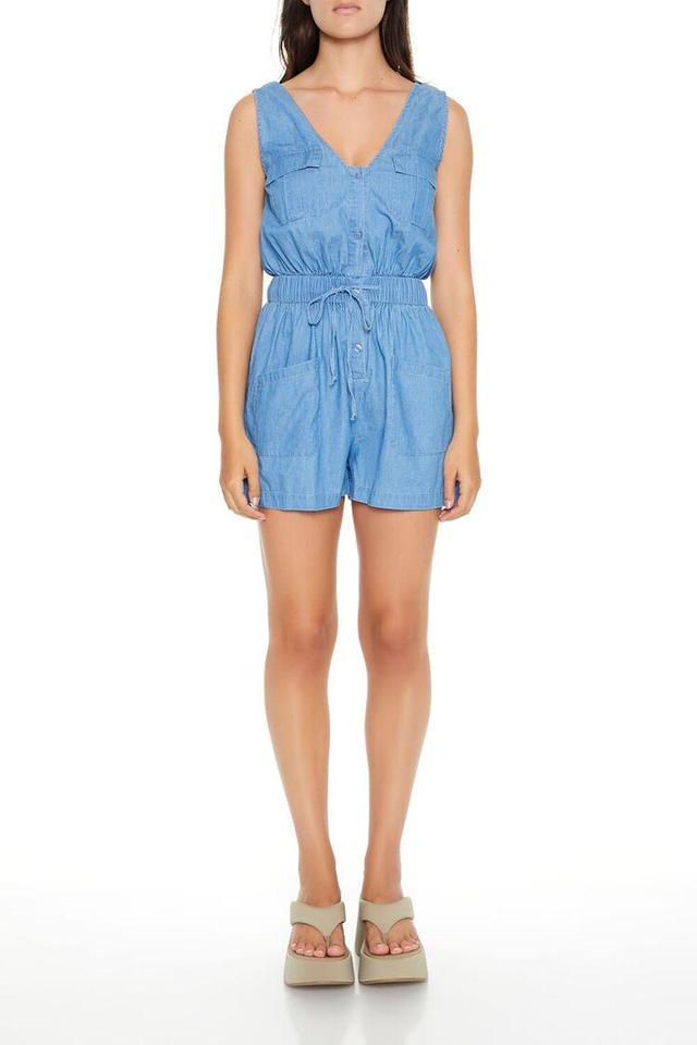 Chambray Tie-Waist Tank Romper | Forever 21 Product Image