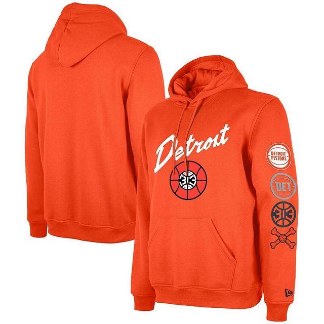 Mens New Era Orange Detroit Pistons 2023/24 City Edition Big & Tall Pullover Hoodie Product Image