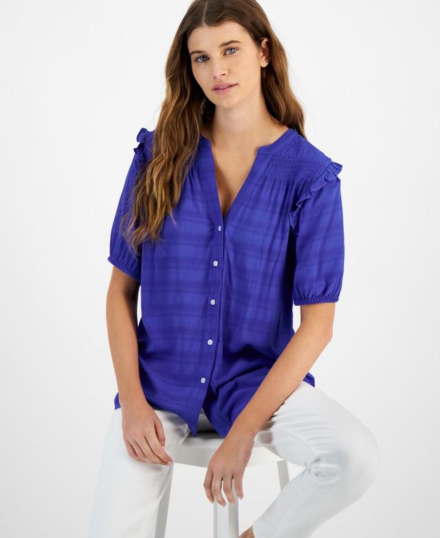 Women's Smocked Textured Blouse Product Image