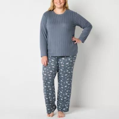 Jaclyn Womens Plus 2-pc. Crew Neck Long Sleeve Capri Pajama Set Product Image