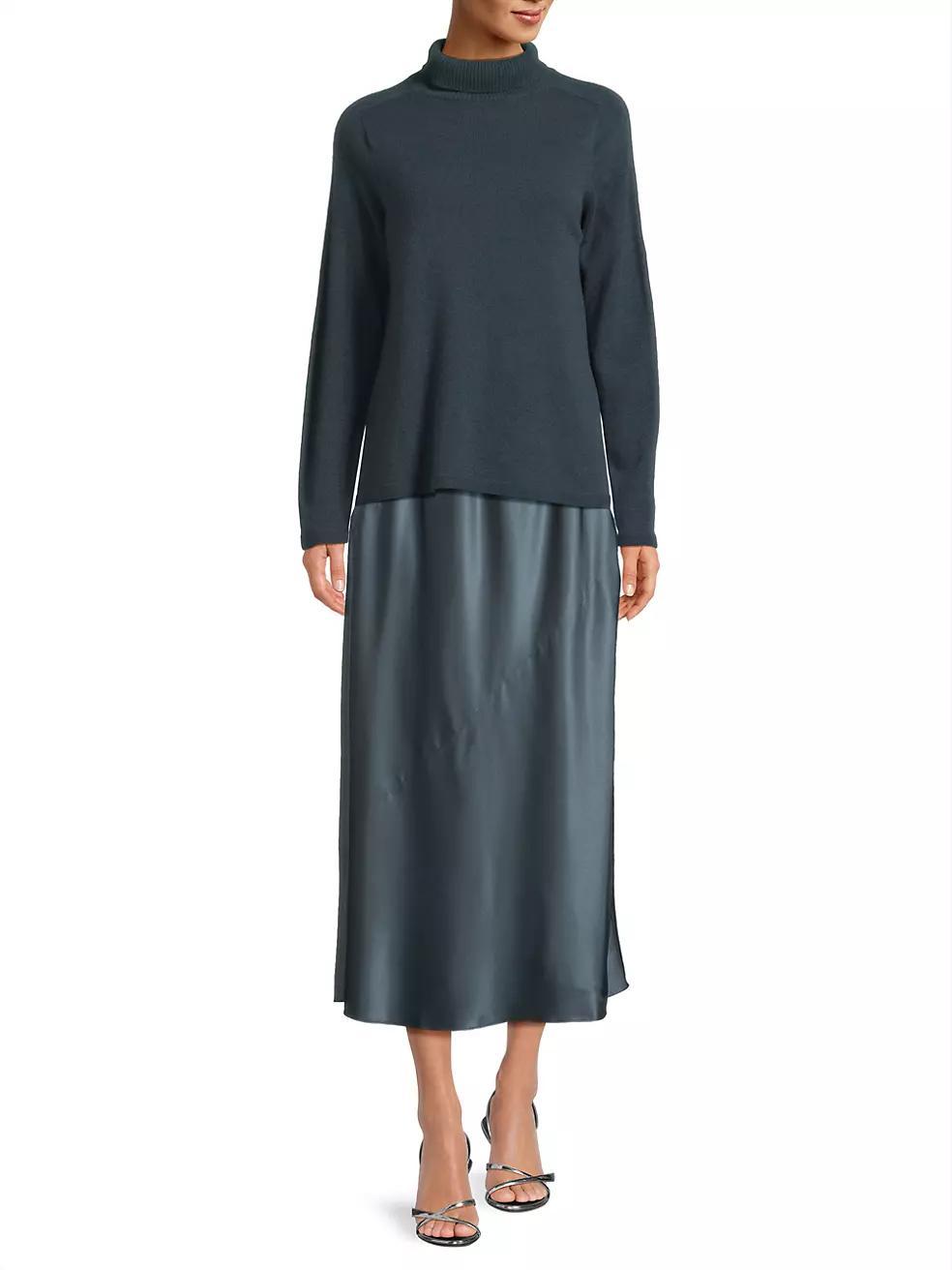 Bias Stretch Silk Midi-Skirt Product Image