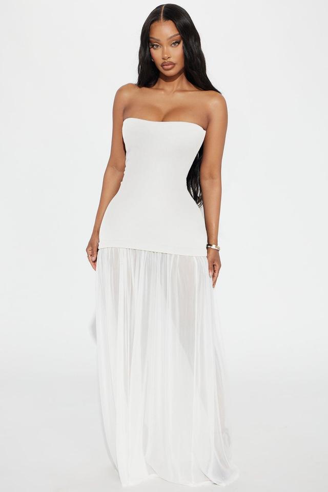 Mary Strapless Drop Waist Maxi Dress - White Product Image