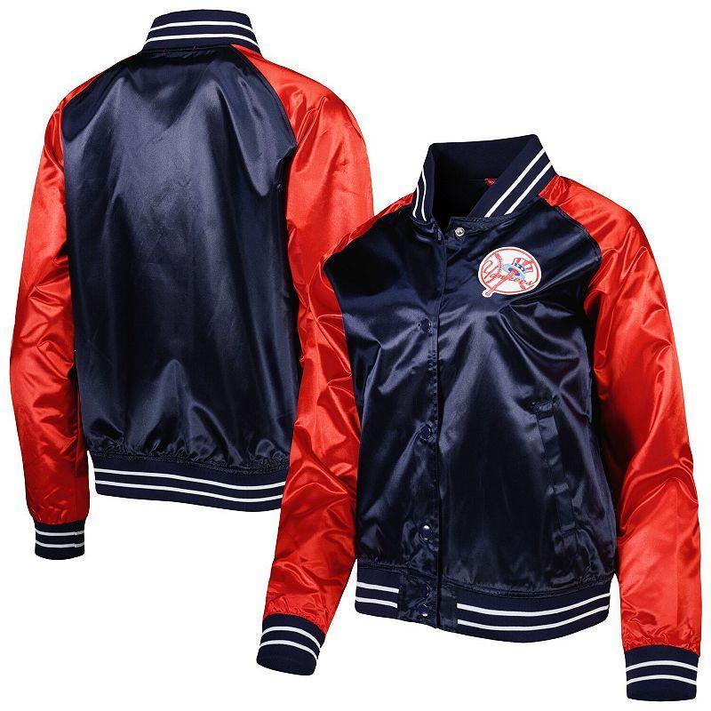 Womens Mitchell & Ness Navy New York Yankees Team 2.0 Satin Raglan Full-Snap Jacket Product Image