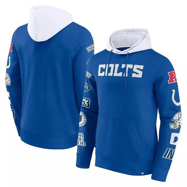 Mens Fanatics Royal/White Indianapolis Colts Patched Out Pullover Hoodie Product Image