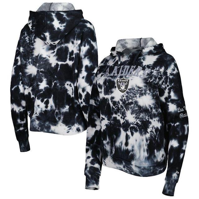 Womens New Era Black Las Vegas Raiders Cloud Dye Fleece Pullover Hoodie Product Image