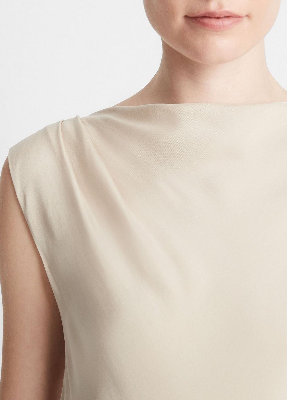 Silk-Blend Asymmetric Draped Cap-Sleeve Blouse Product Image