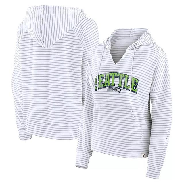 Womens Fanatics /Gray Seattle Seahawks Striped Notch Neck Pullover Hoodie Product Image