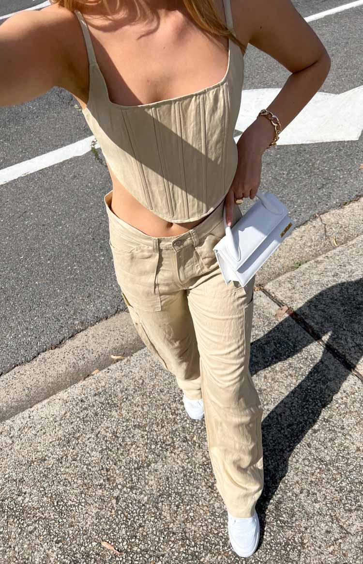 Lioness Miami Vice Wheat Linen Pant Product Image