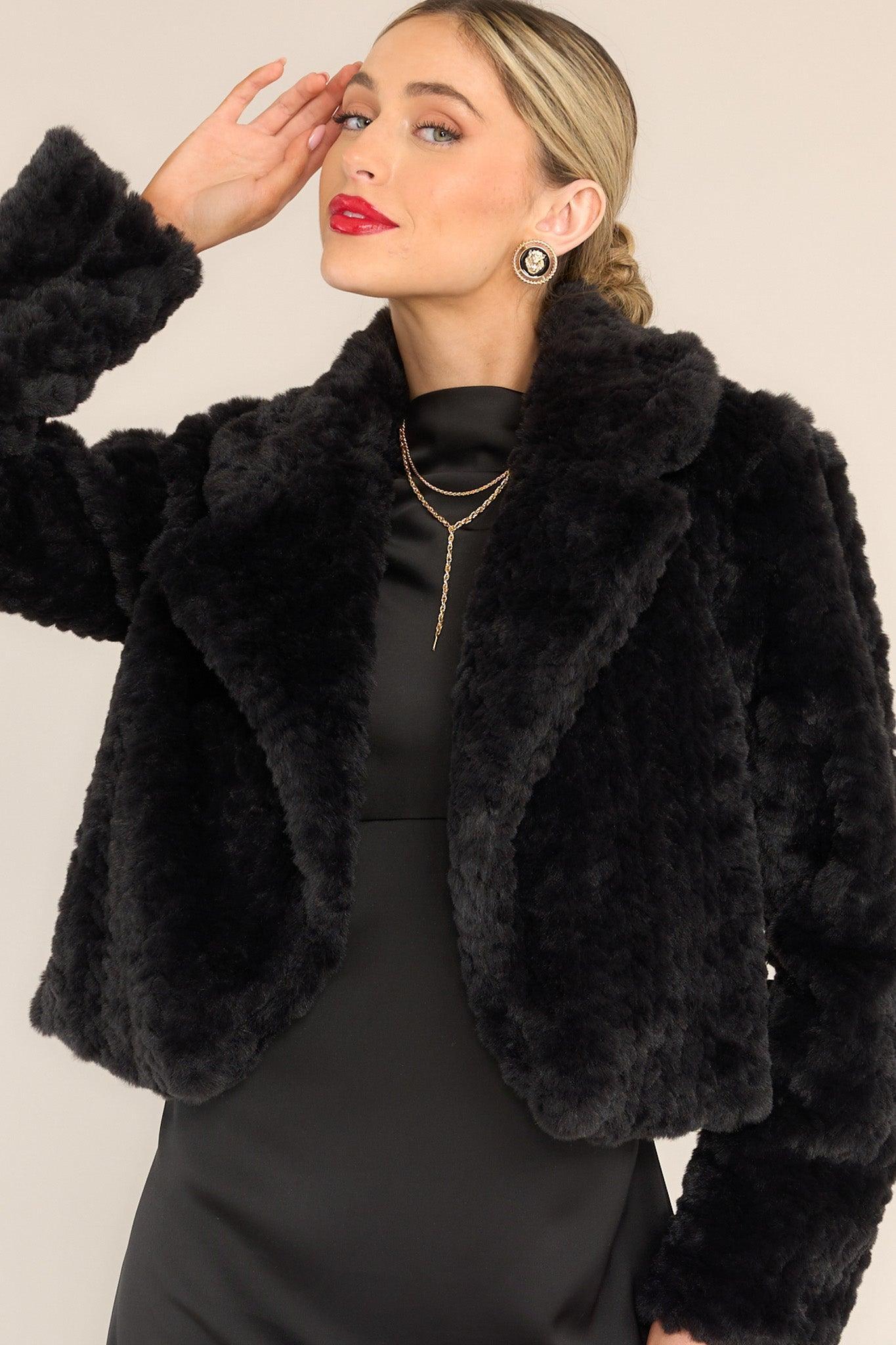 Arctic Glamour Faux Fur Black Jacket Product Image