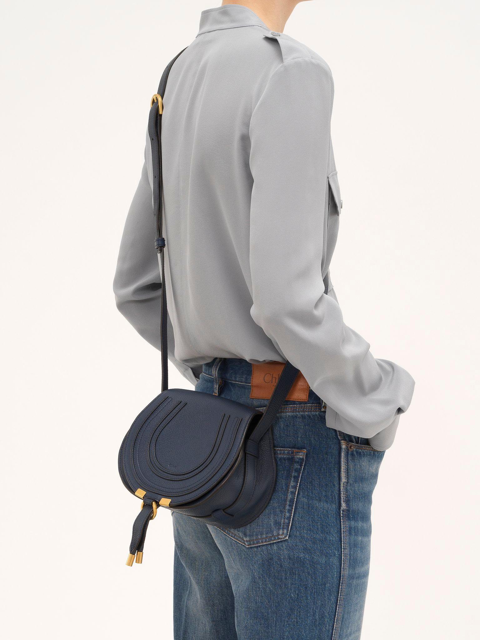 Small Marcie saddle bag in grained leather Product Image