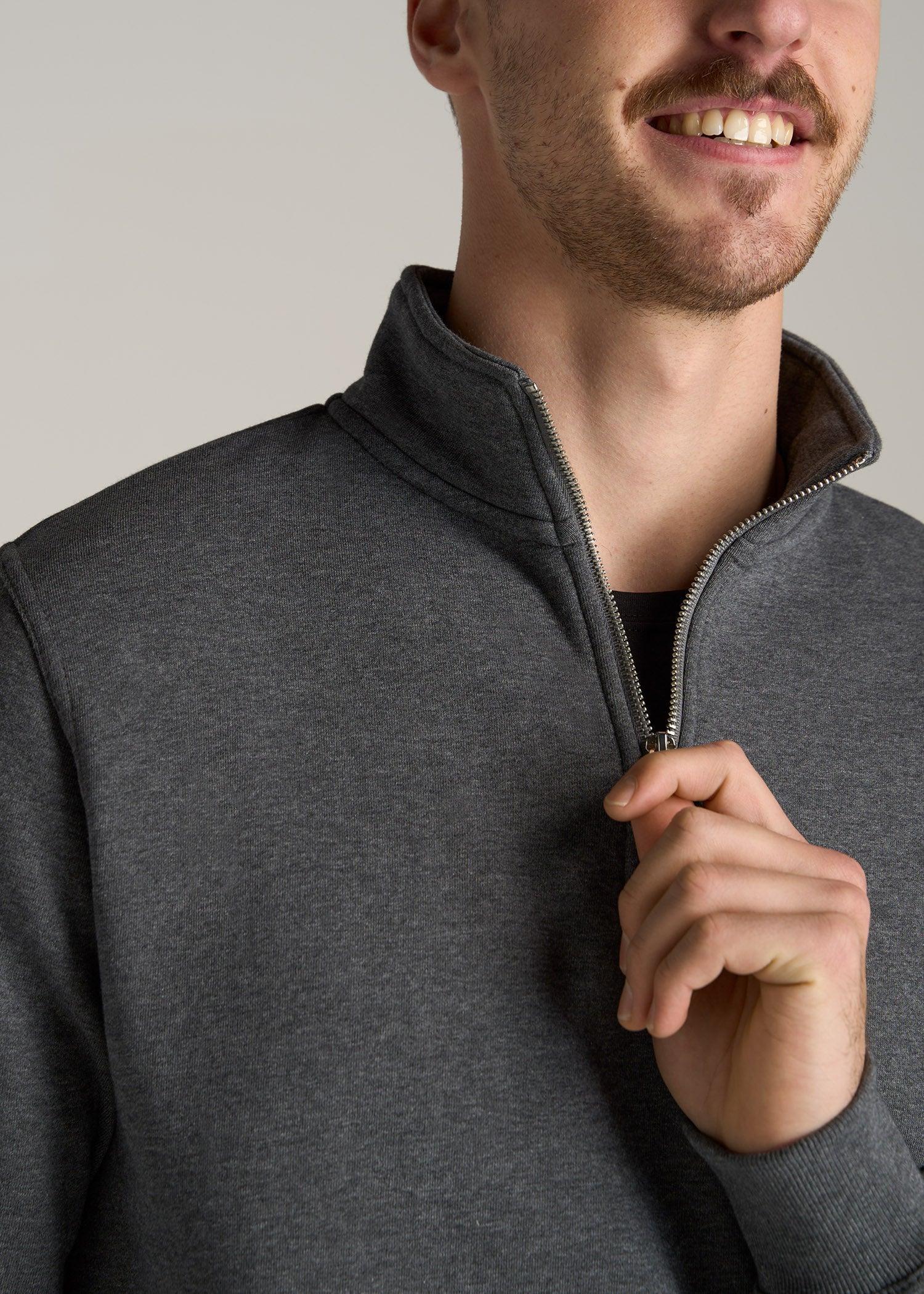 Wearever Fleece Quarter-Zip Tall Men's Sweatshirt in Charcoal Mix Male Product Image