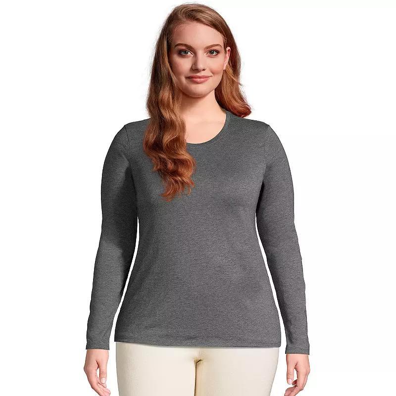 Plus Size Lands End Relaxed Supima Cotton Crewneck Tee, Womens Rich Red Product Image