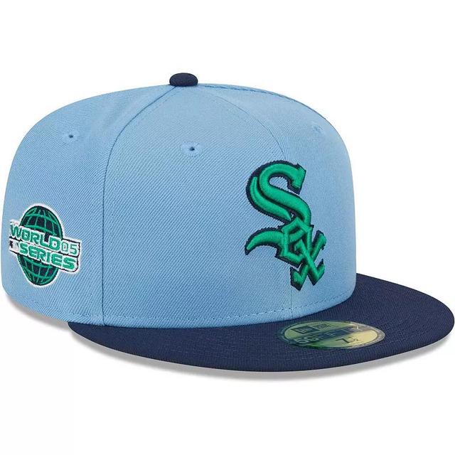 Mens New Era Light Blue Chicago White Sox Green Undervisor 59FIFTY Fitted Hat - Light Blue Product Image