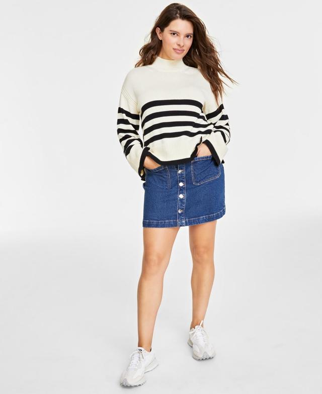 On 34th Womens Mock Neck Sailor-Stripe Sweater, Created for Macys Product Image