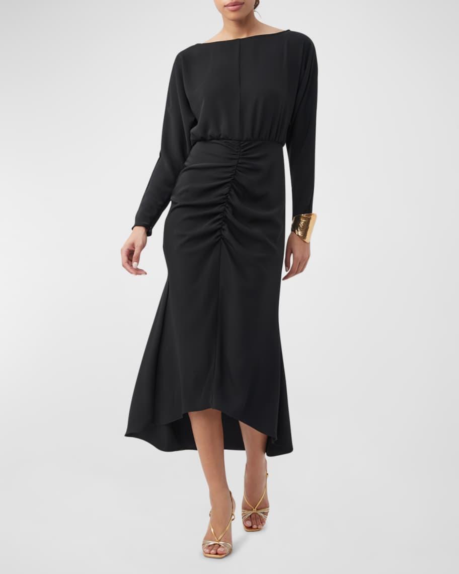 Behati Ruched High-Low Midi Dress Product Image