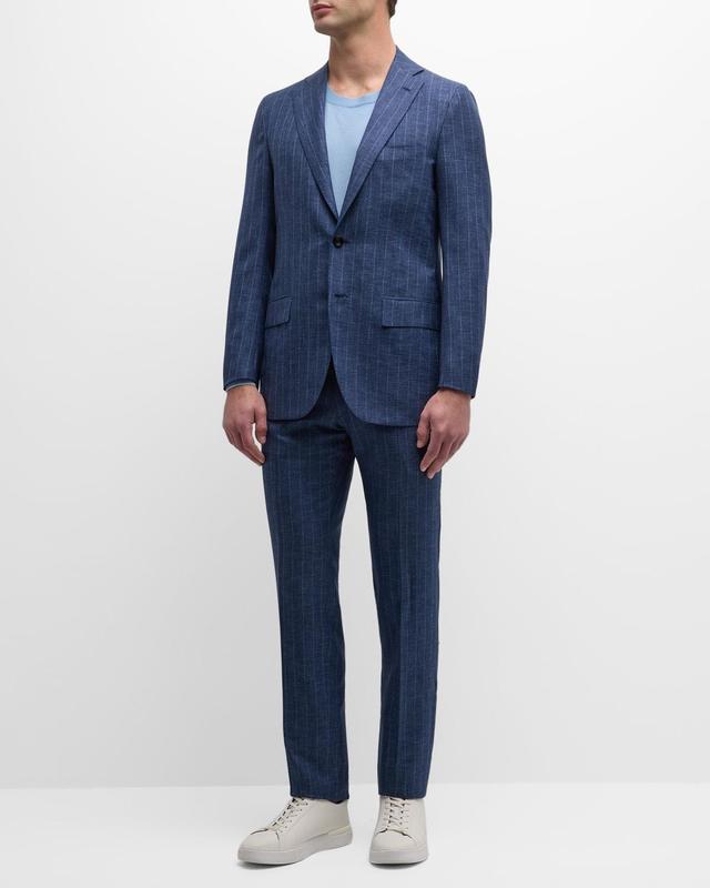 Mens Striped Wool Suit Product Image