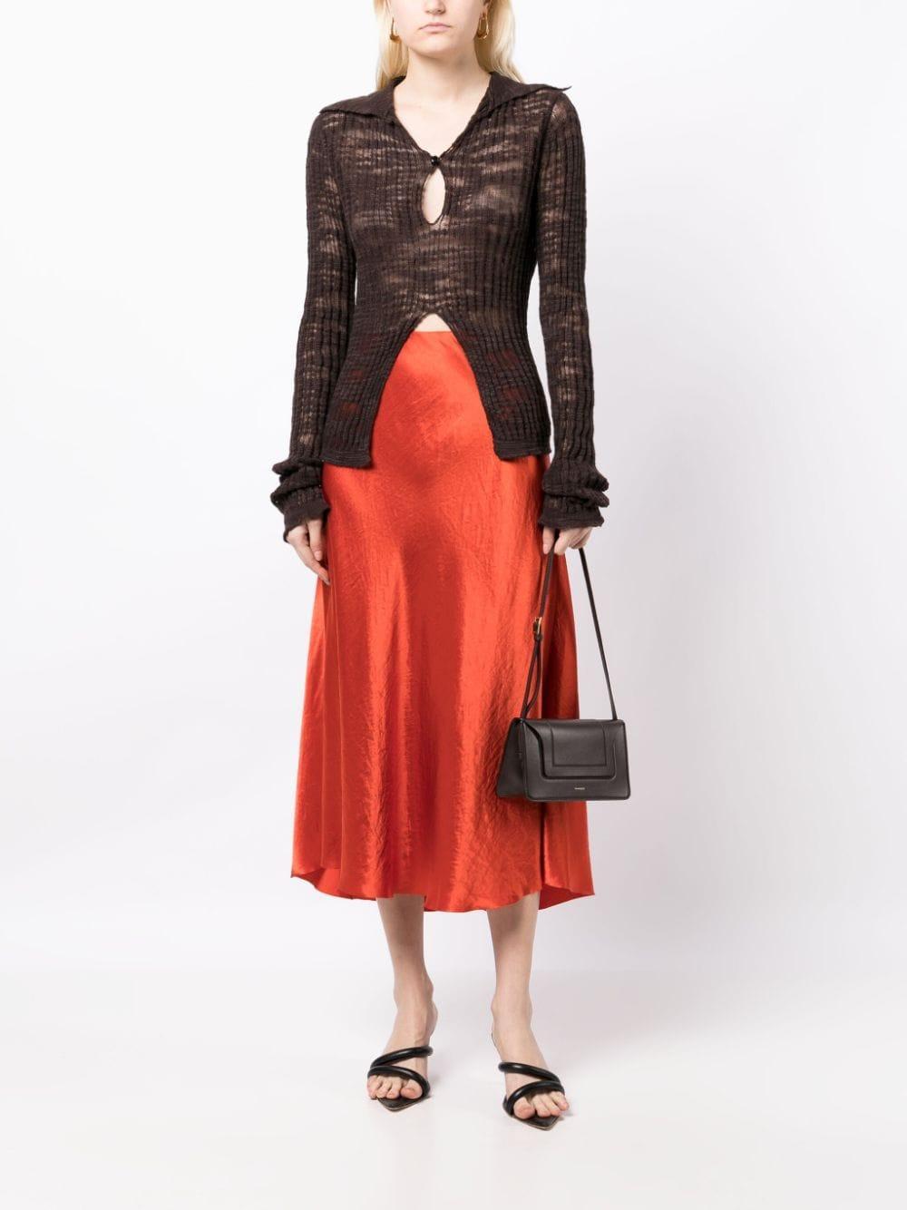 VINCE Bias Satin Midi Skirt In Orange Product Image