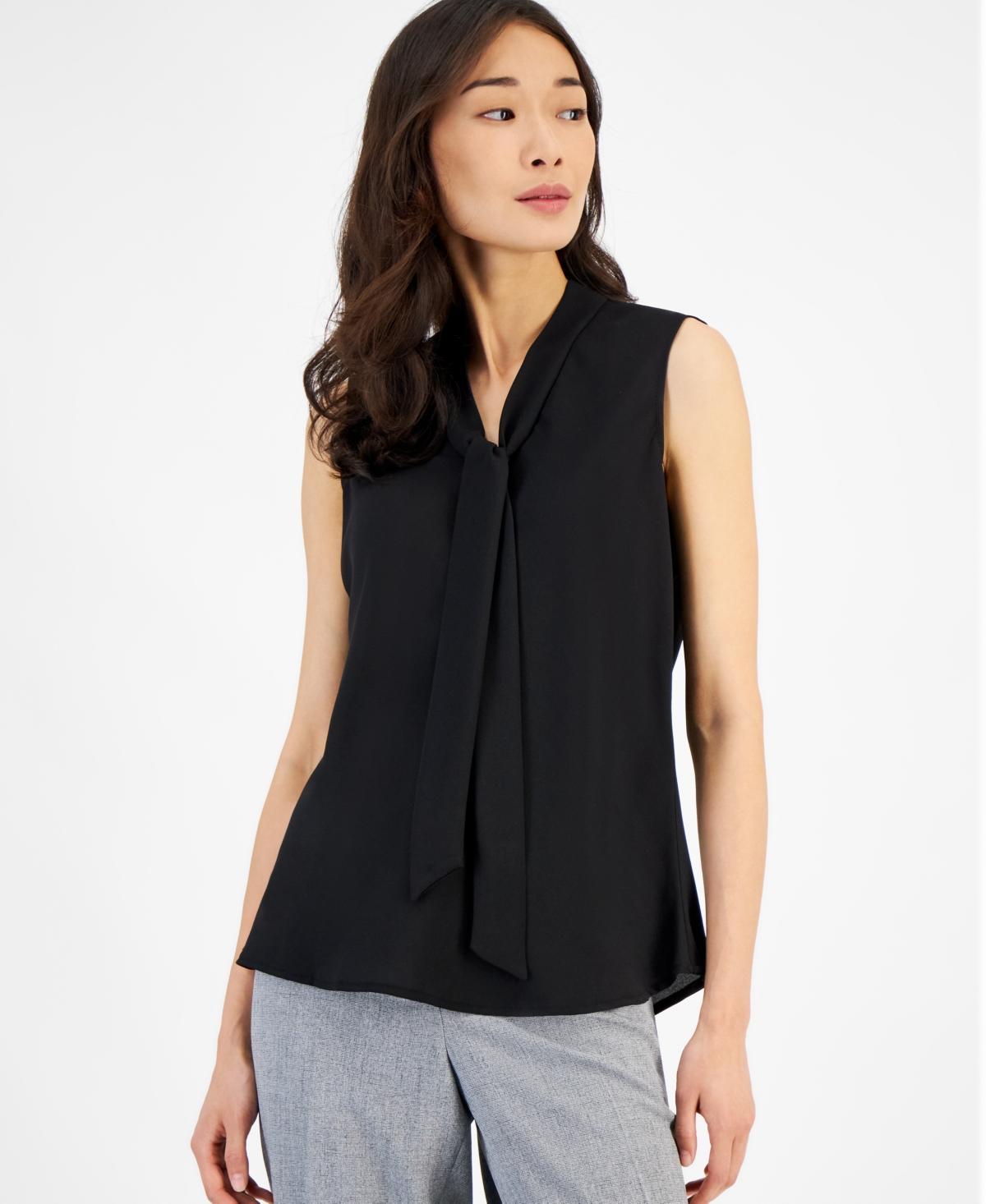 Kasper Womens Sleeveless Tie-Neck Top, Regular and Petite Sizes Product Image