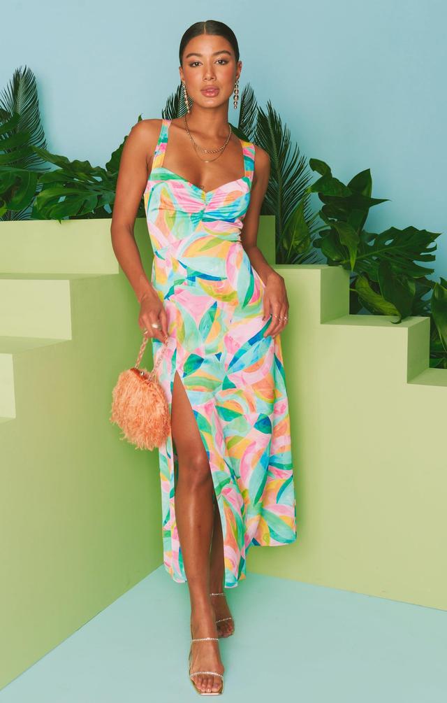 Mina Midi Dress ~ Tropicana Burst Luxe Satin Product Image