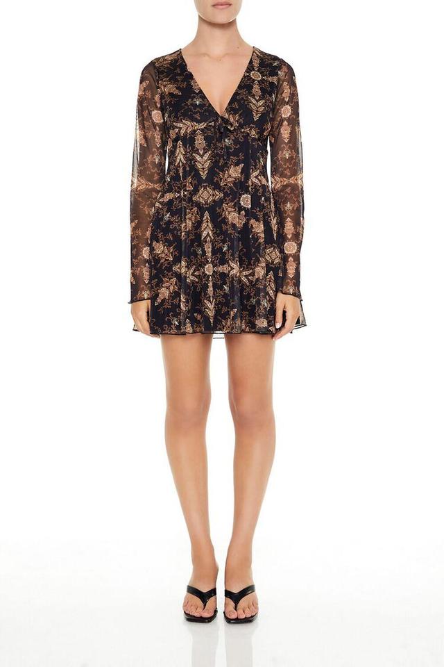 Plunging Ornate Print Mini Dress | Forever 21 Product Image