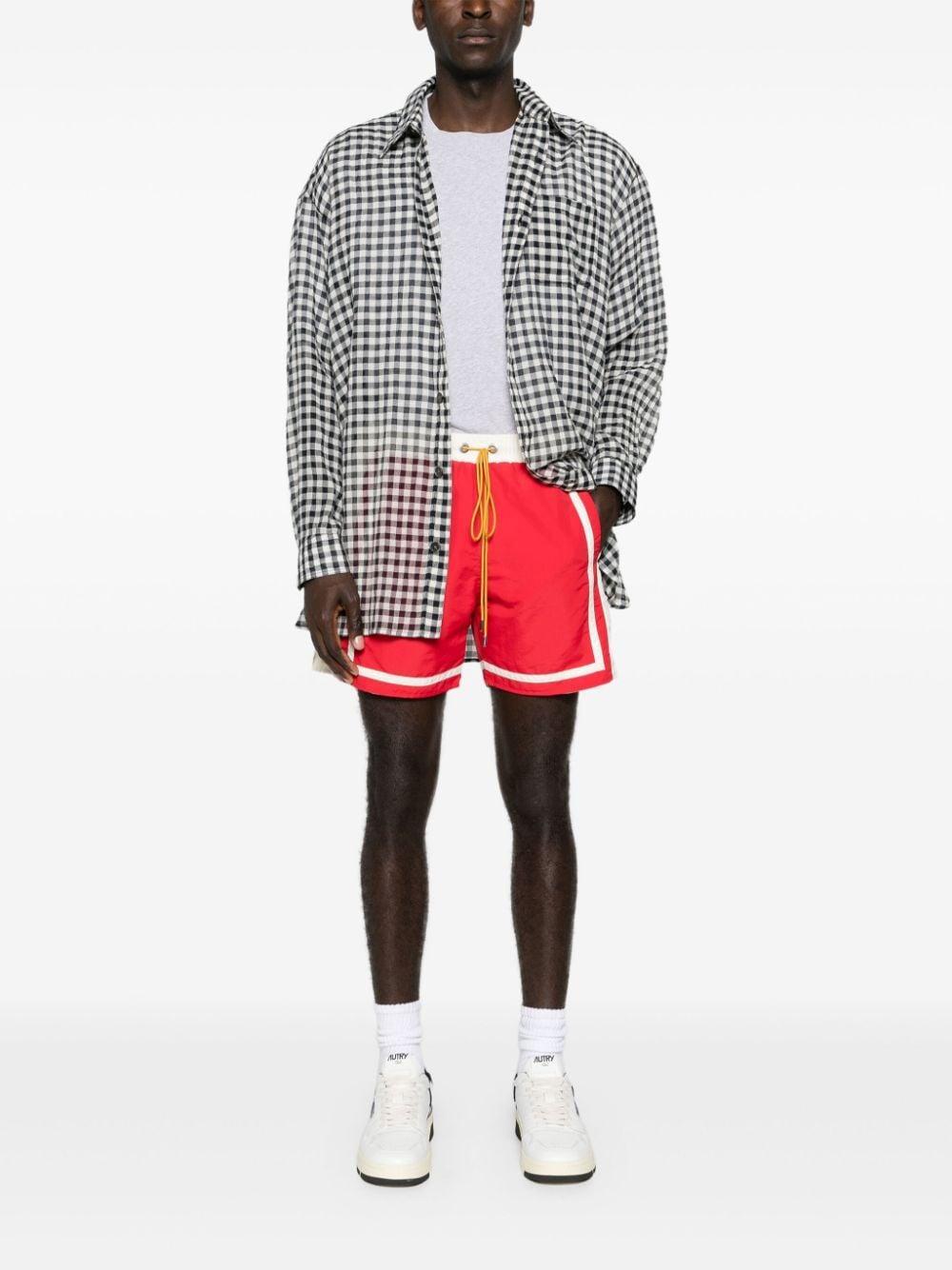 RHUDE Men's Nylon Moonlight Track Shorts In Red/cream Product Image